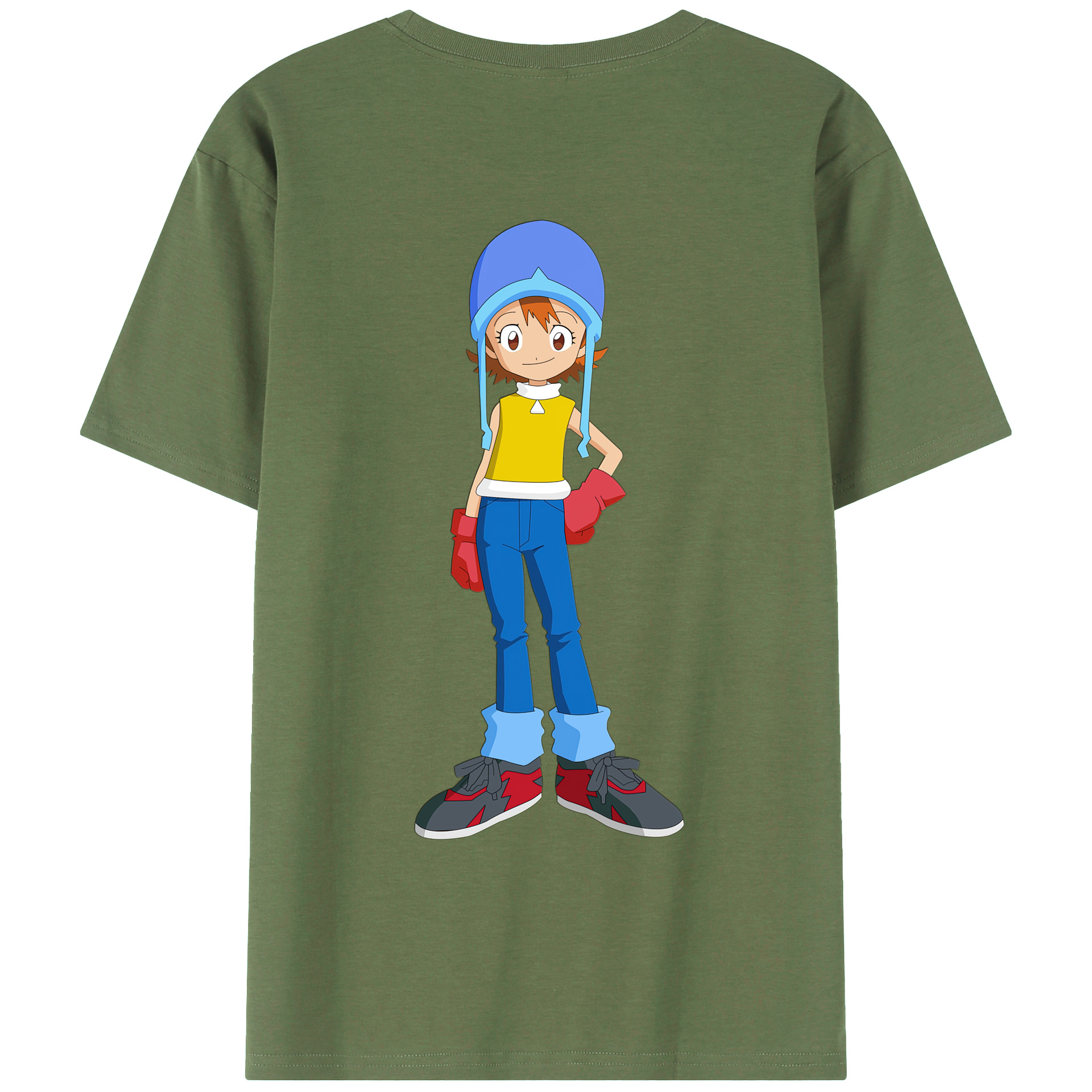 （画像用） Digimon デジタルモンスター/デジモン 綿100％ メンズ半袖Tシャツ（バックプリント） 通気性
